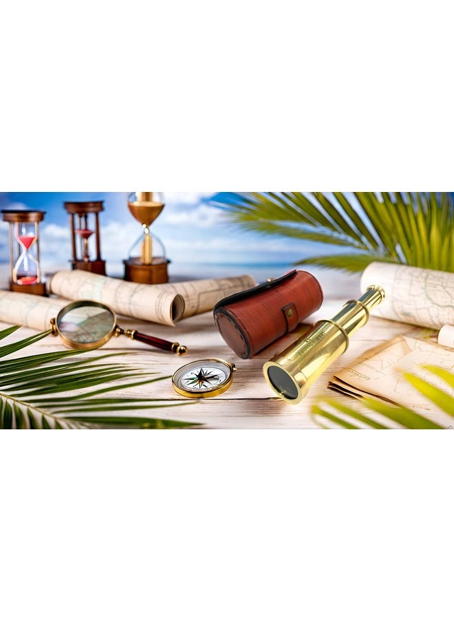 NAUTICALMART Solid Brass Handheld Telescope 6" - Nautical Pirate Spy Glass With Free Case  - Image 2