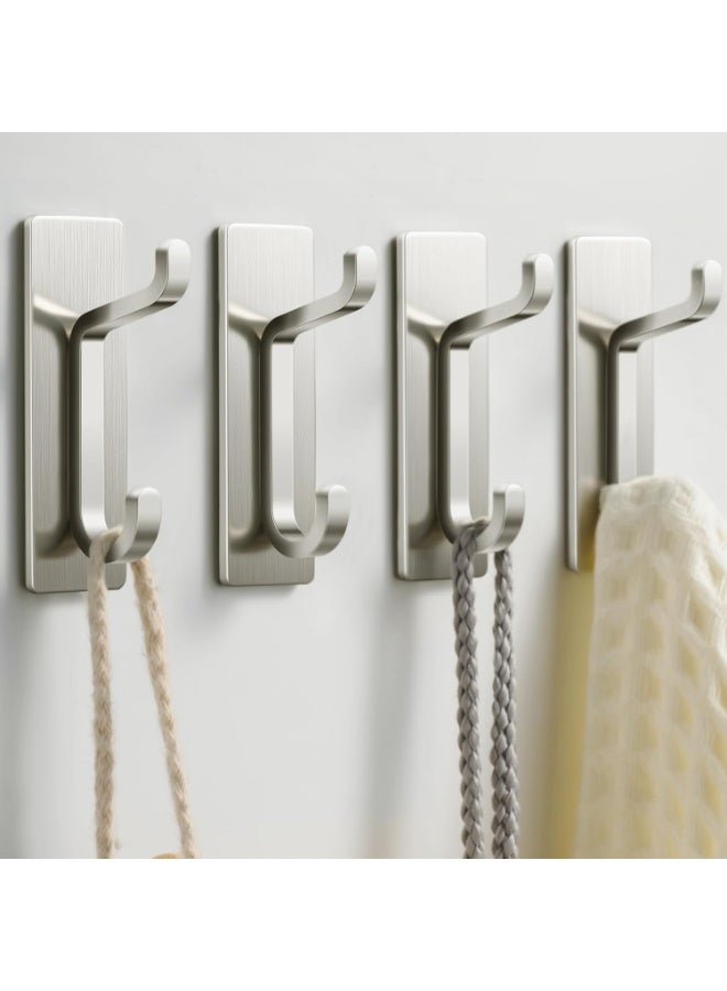 Adhesive Wall Hook, Bathroom Towel Rack, Kitchen Dishcloth Hanger, Adhesive Coat Rack, Wall Mount Without Drilling, Waterproof, Rustproof, Silver, 4 Pieces Brand: pickpiff - Image 1