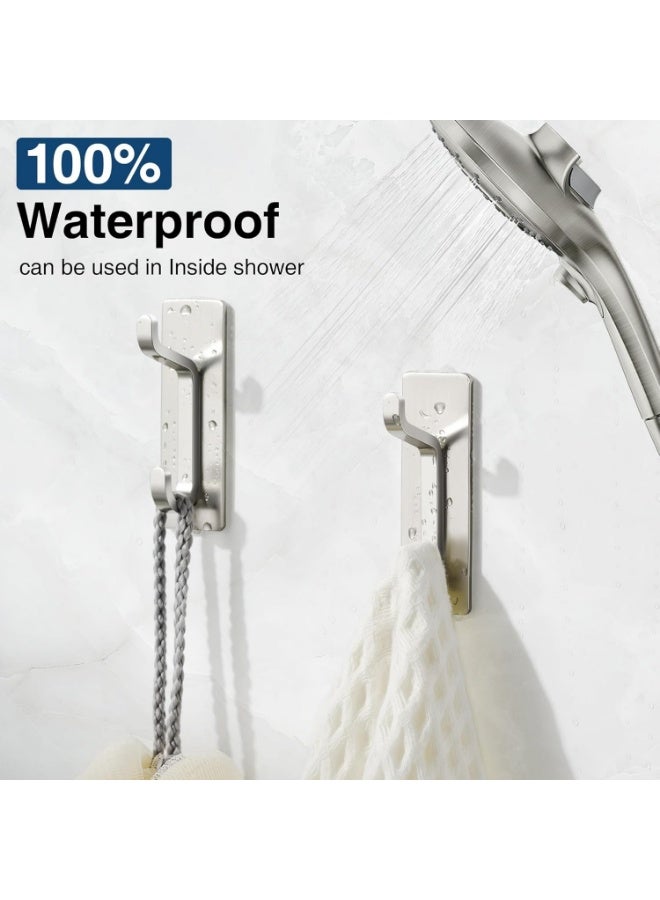 Adhesive Wall Hook, Bathroom Towel Rack, Kitchen Dishcloth Hanger, Adhesive Coat Rack, Wall Mount Without Drilling, Waterproof, Rustproof, Silver, 4 Pieces Brand: pickpiff - Image 4