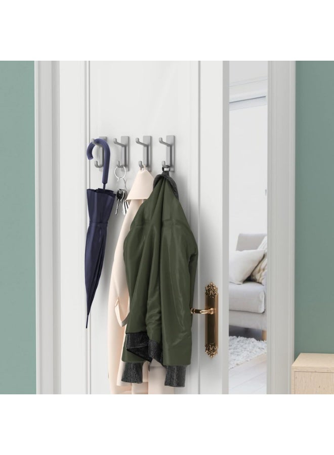 Adhesive Wall Hook, Bathroom Towel Rack, Kitchen Dishcloth Hanger, Adhesive Coat Rack, Wall Mount Without Drilling, Waterproof, Rustproof, Silver, 4 Pieces Brand: pickpiff - Image 2