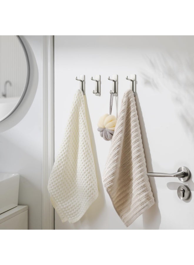 Adhesive Wall Hook, Bathroom Towel Rack, Kitchen Dishcloth Hanger, Adhesive Coat Rack, Wall Mount Without Drilling, Waterproof, Rustproof, Silver, 4 Pieces Brand: pickpiff - Image 3