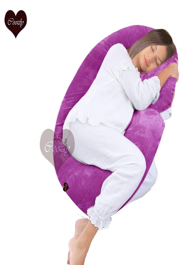 COOZLY Alpha Full Body Maternity Pillow - Maternity Pillow with Removable Cover (Velvet Fuschia, Velvet Cover)