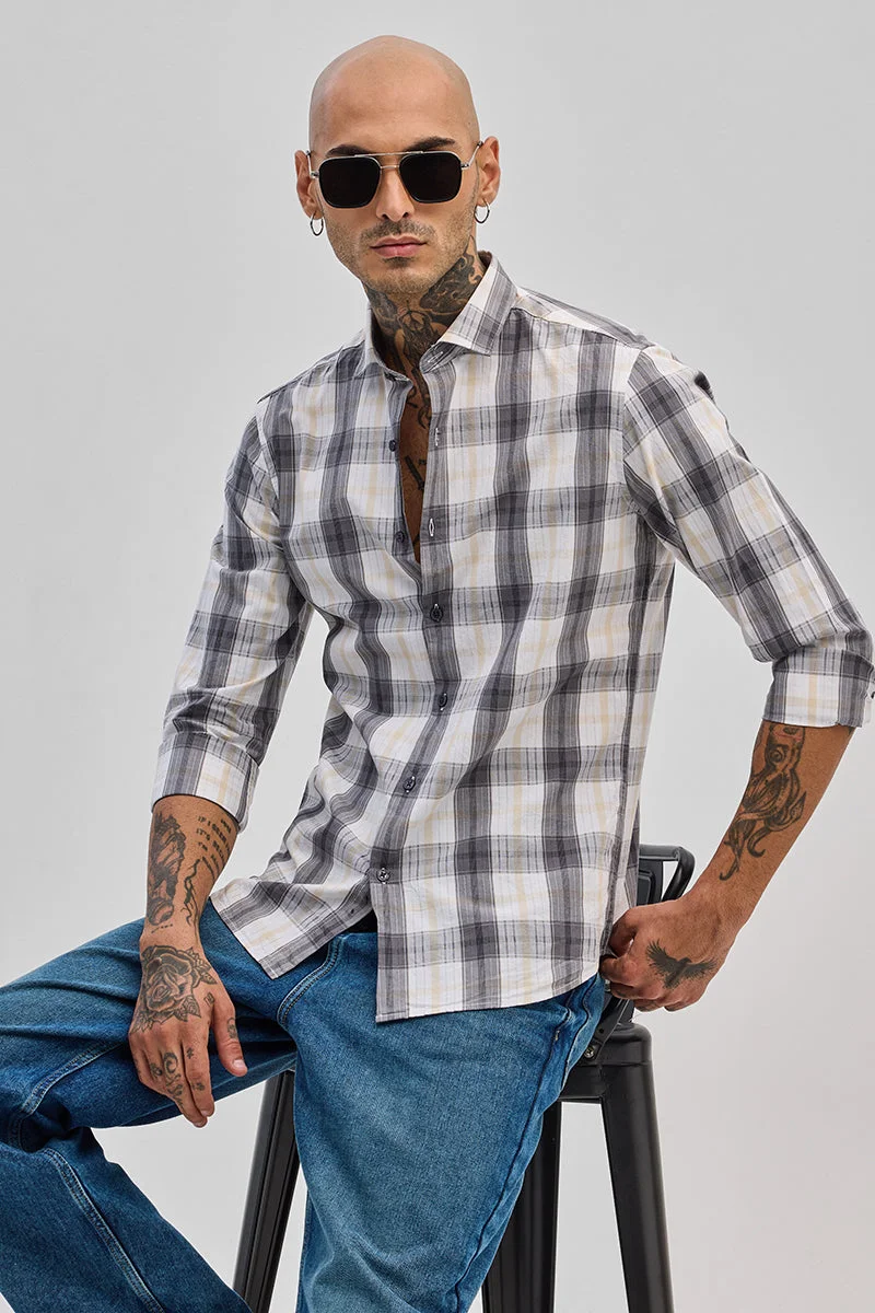 SNITCH Grey Checks Slim Fit Shirt