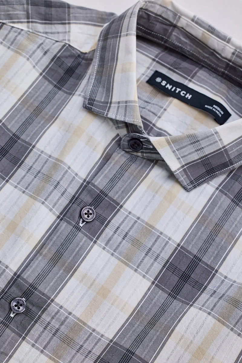 SNITCH Grey Checks Slim Fit Shirt