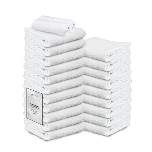 STF Linen Hand Towels (Pack of 24) White Economy Towels Salon Towels - 100% Cotton Spa Towel – 16 x 27 Inches Highly Absorbable, Facial, Gym, Hair, Face Towel Bulk - Image 1