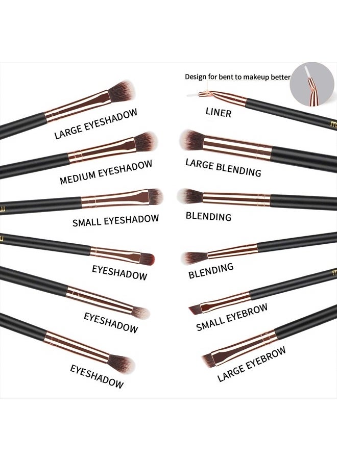 MSQ Eye Makeup Brushes 12pcs Rose Gold Eyeshadow Makeup Brushes Set with Soft Synthetic Hairs & Real Wood Handle for Eyeshadow, Eyebrow, Eyeliner, Blending(without bag)  - Image 2
