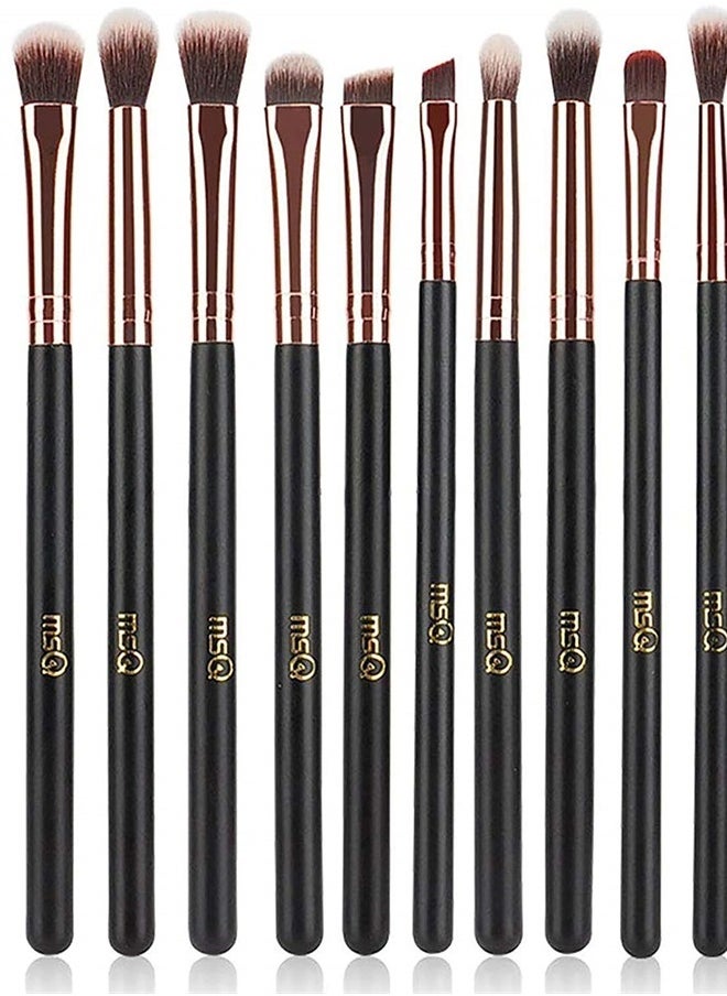 MSQ Eye Makeup Brushes 12pcs Rose Gold Eyeshadow Makeup Brushes Set with Soft Synthetic Hairs & Real Wood Handle for Eyeshadow, Eyebrow, Eyeliner, Blending(without bag)  - Image 1