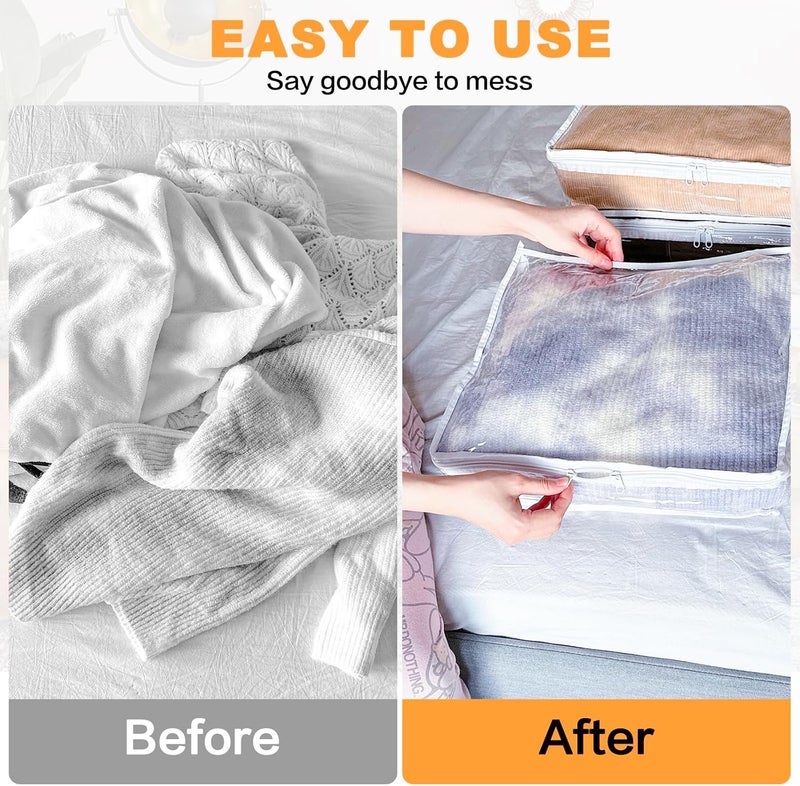Heonay Clear Zippered Storage Bags Plastic Sweater Storage Bags with Zipper 6 Packs Clothing Organizer for Blankets Linen Sweater Bed Sheet Quilt Clothes Pillow (12 x 12 x 4 Inch, White) - Image 5