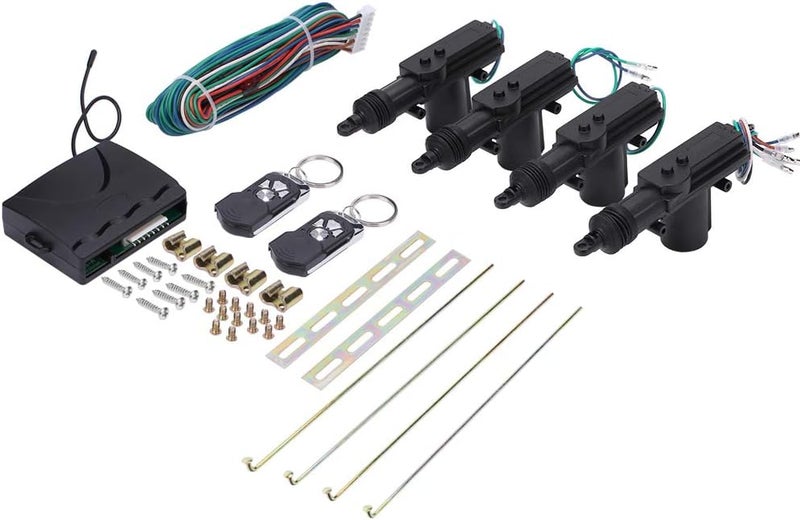klarako Keyless Entry System, Universal Car Door Lock and Unlock System Auto Vehicle Remote Central Control Locking Alarm Security Kit with 4 Door Lock Actuators and 2 Remote Controls - Image 1