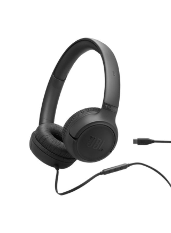 جي بي إل سماعات رأس JBL Tune 520 سلكية بمنفذ USB-C وميكروفون مدمج ومساعد صوتي، لون أسود - Image 4