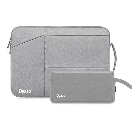Dyazo 13-13.3 Inch Laptop Sleeve Case with Handle & Three Front Accessories Pockets and Charger Pouch | Compatible for MacBook Air/Pro 14/ M2/M1, HP Envy 13, Chromebook and All Other Notebooks (Grey) - Image 1