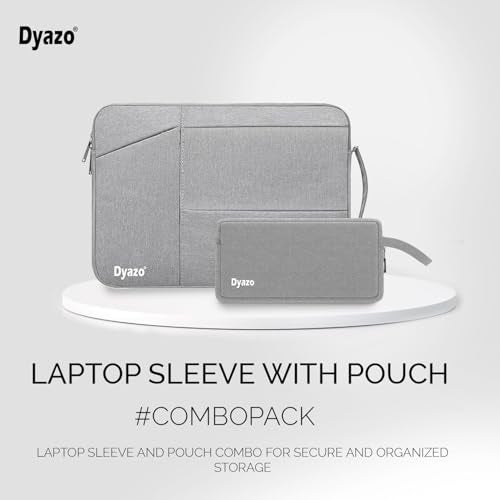 Dyazo 13-13.3 Inch Laptop Sleeve Case with Handle & Three Front Accessories Pockets and Charger Pouch | Compatible for MacBook Air/Pro 14/ M2/M1, HP Envy 13, Chromebook and All Other Notebooks (Grey) - Image 2
