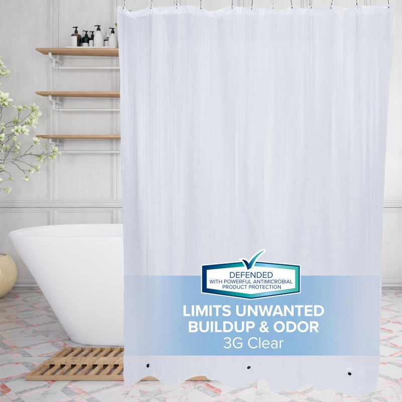 SlipX Solutions Protected Shower Curtain Liner, 3G Lightweight, 70"x72", Clear - Image 1
