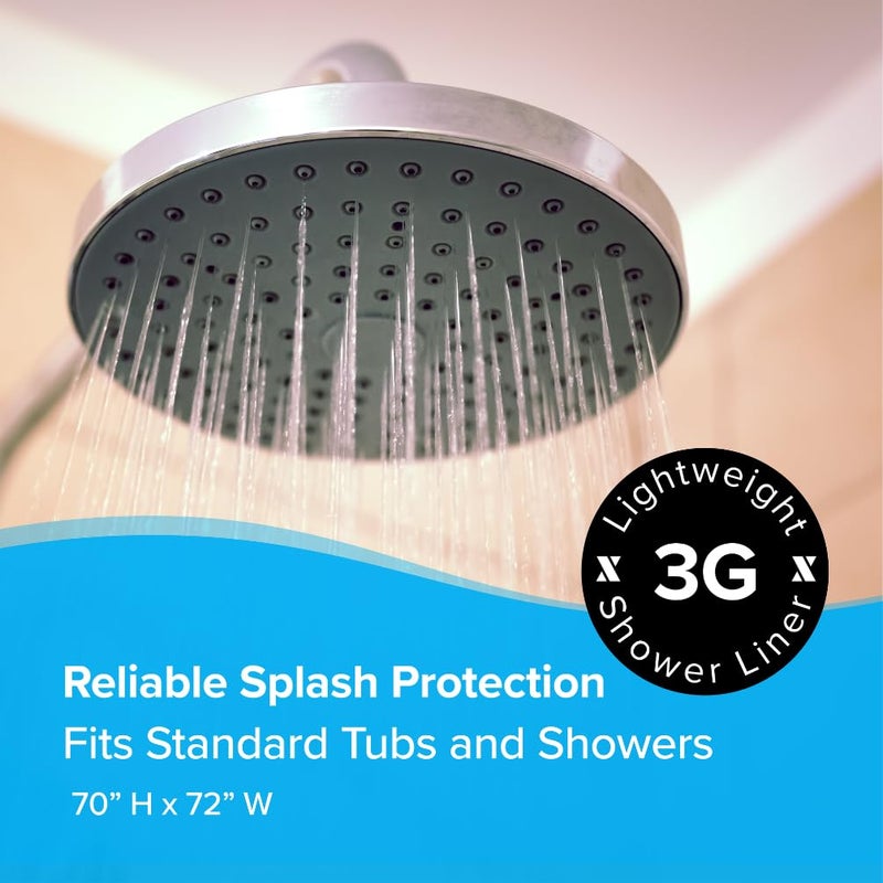 SlipX Solutions Protected Shower Curtain Liner, 3G Lightweight, 70"x72", Clear - Image 4