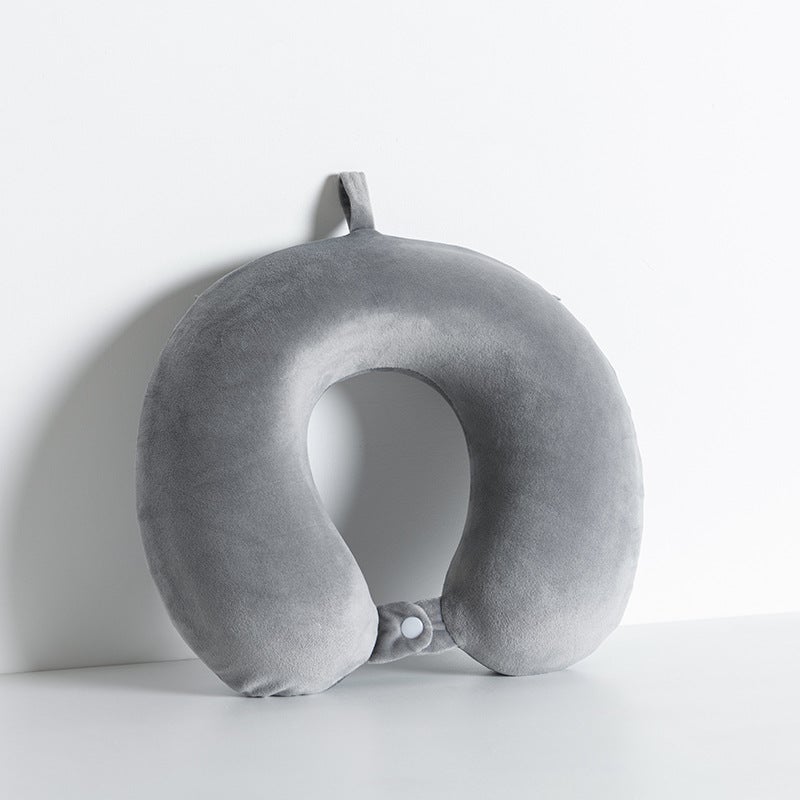 2025 Amazon Cross-border Memory Foam U-shaped Neck Pillow Travel Pillow Multi-purpose Pillow Nap Pillow Decompression Pillow Grey short plush U-shaped pillow