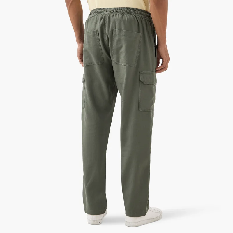 Iconic Iconic Cargo Flexi Waist Trousers with Drawstring Closure