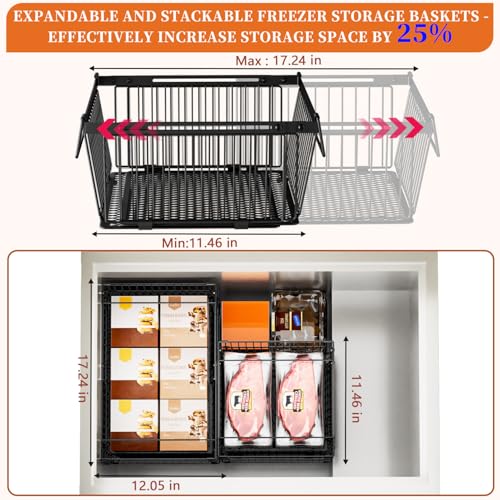 ANJUBAN Large Freezer Organizer Bins，Upgraded Bottom Leak-Proof net，Fit 10 to 20 Cu.Ft Deep Freezer，2 Pack， Expandable Stackable Chest Freezer Organizer Bins , for Fridge, Deep Freezer, Cabinet - Image 5