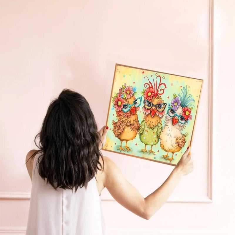 mrpwnle Chicken Diamond Painting Kits for Adults,DIY Chickens Diamond Art Kits for Beginners,5D Diamond Art Dotz Kits Round Full Drill Diamond Painting for Home Wall Decor Gift 12Ã—12inch - Image 5