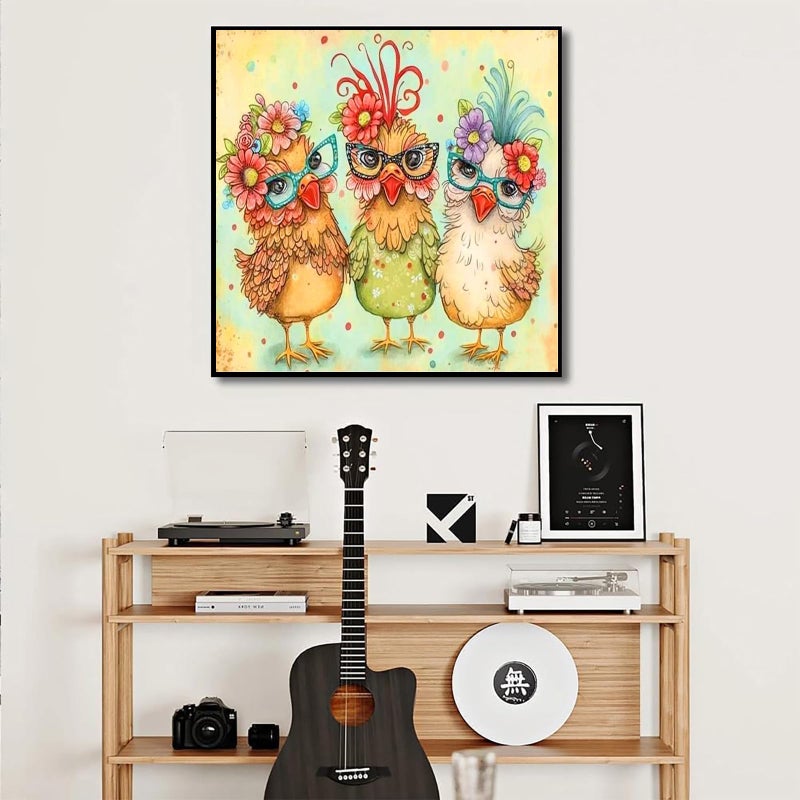 mrpwnle Chicken Diamond Painting Kits for Adults,DIY Chickens Diamond Art Kits for Beginners,5D Diamond Art Dotz Kits Round Full Drill Diamond Painting for Home Wall Decor Gift 12Ã—12inch - Image 2