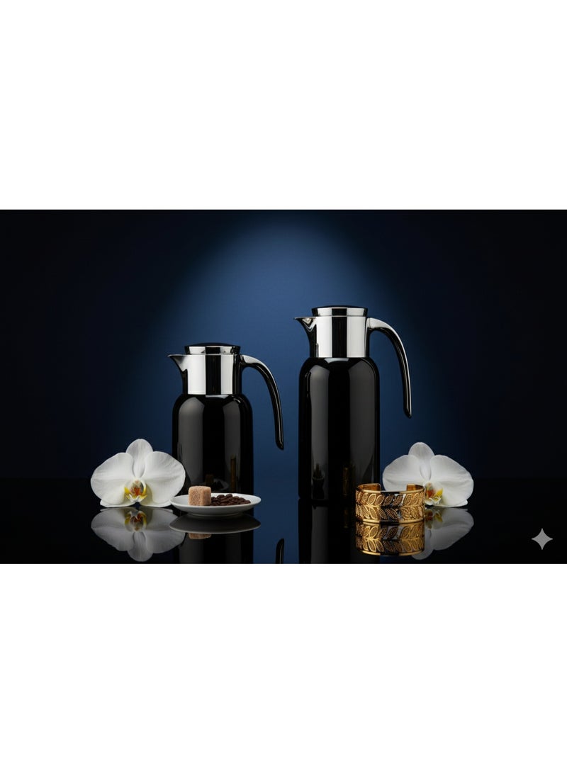 ريجال من Ripple – طقم ترامس ستانلس ستيل كامل (1.0 لتر قهوة + 1.3 لتر شاي) | عزل حراري مزدوج ببطانة فولاذية | تشطيب أسود لامع مع لمسات فضية - Image 1