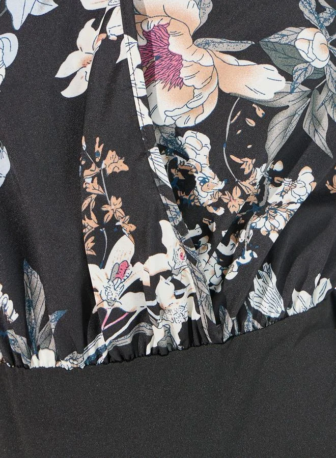 Styli Floral Print V Neck Bodysuit