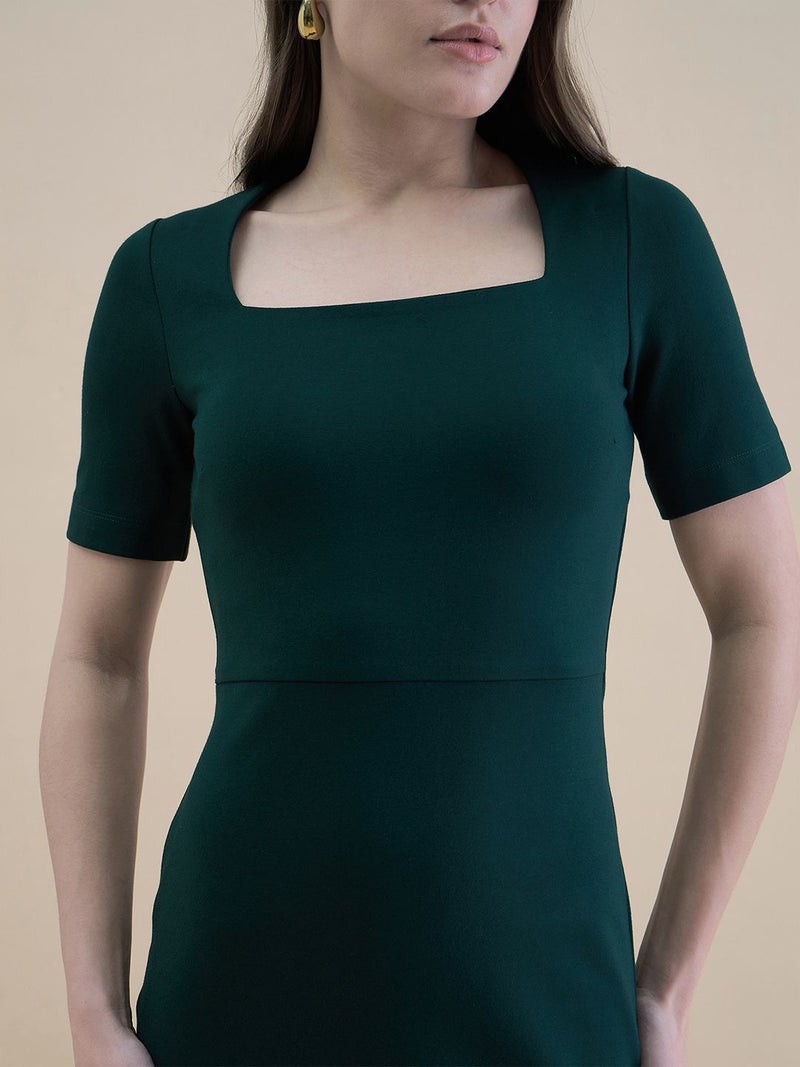 Powersutra Elegant Green Bodycon Dress for Women - Image 3