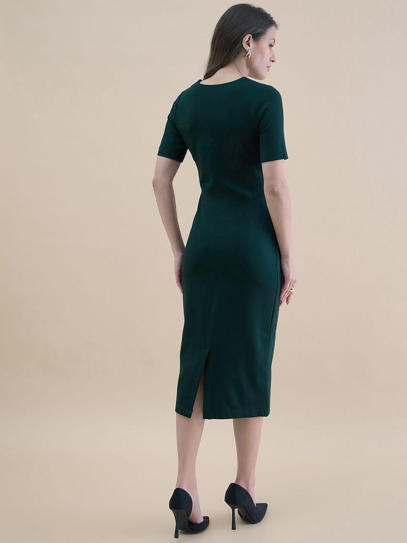 Powersutra Elegant Green Bodycon Dress for Women - Image 4