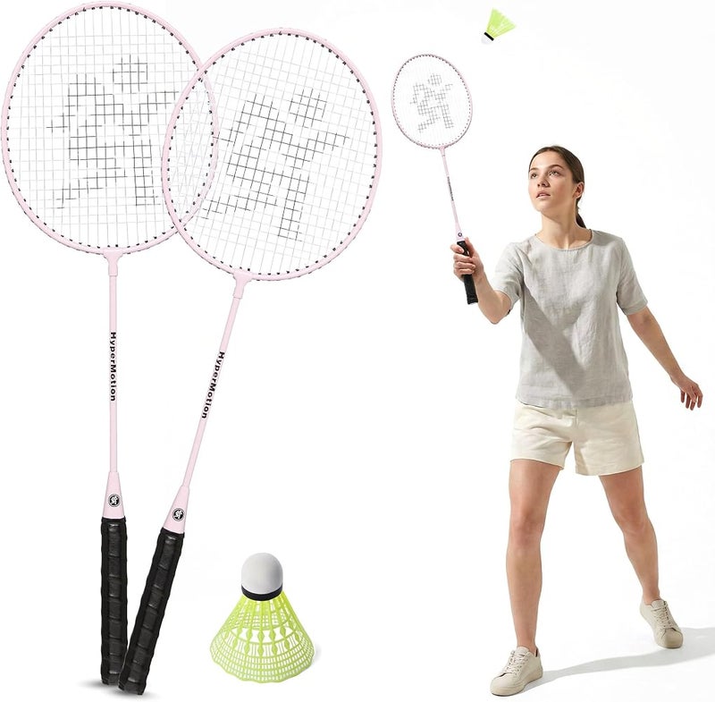 HyperMotion Badminton Set of 2 Steel Rackets and Oxford Fabric Carry Bag Leisure Game for Garden, Park and Beach, Beginners - Image 1