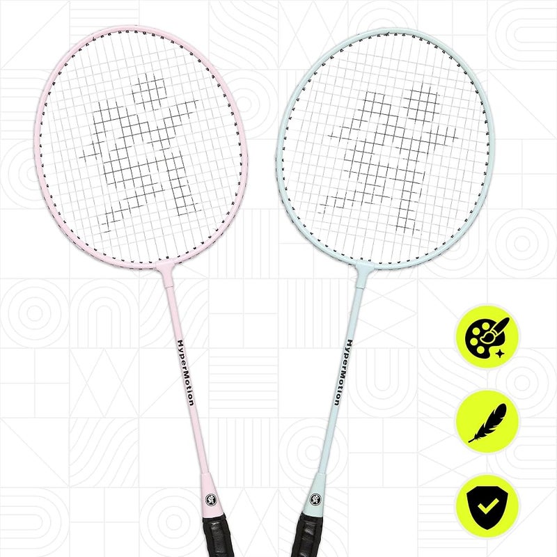 HyperMotion Badminton Set of 2 Steel Rackets and Oxford Fabric Carry Bag Leisure Game for Garden, Park and Beach, Beginners - Image 5