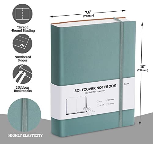 Gosirm Lined Notebook Journal for Work, Large B5 College Ruled Journal for School & Writing, 304 Lined Pages Hardcover Notebook for Note Taking, 100gsm Paper Notebook for Women Men, 7.6'' X 10''- Green - Image 2