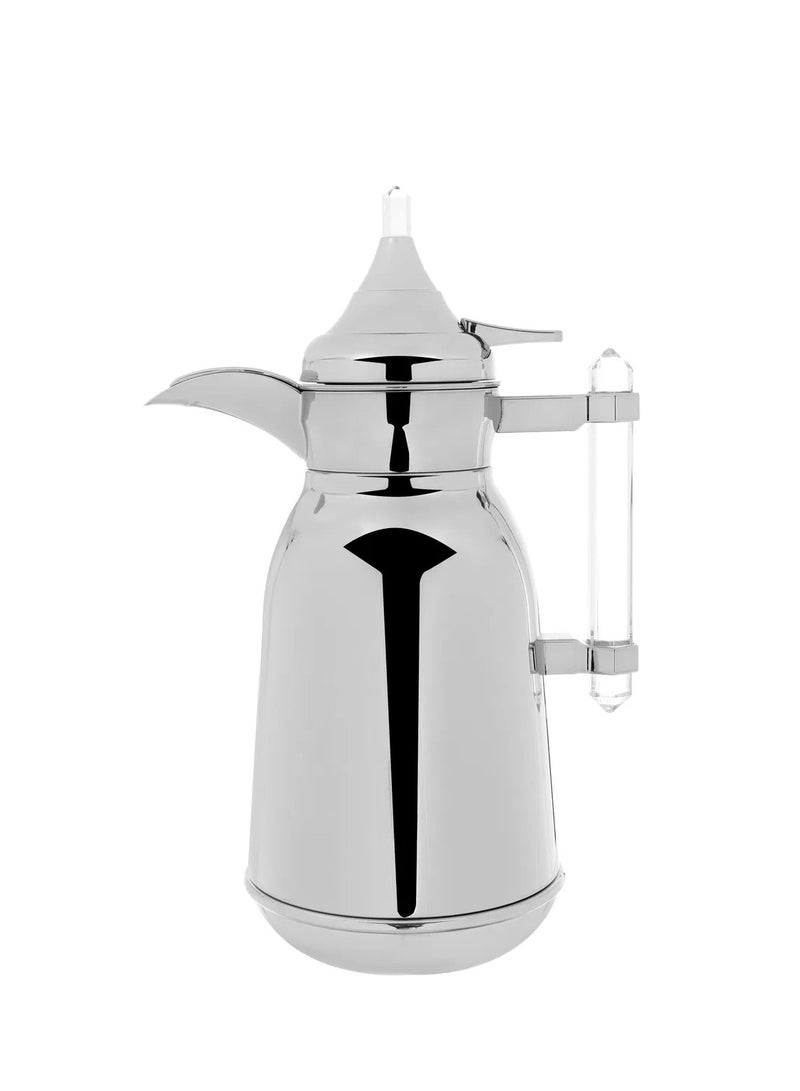 السيف غاليري طقم ترامس شهد السيف غاليري، 1 / 1 لتر، بيد شفاف، قطعتين، حافظة داخلية زجاج حراري، هيكل خارجي استيل - فضي - Image 2