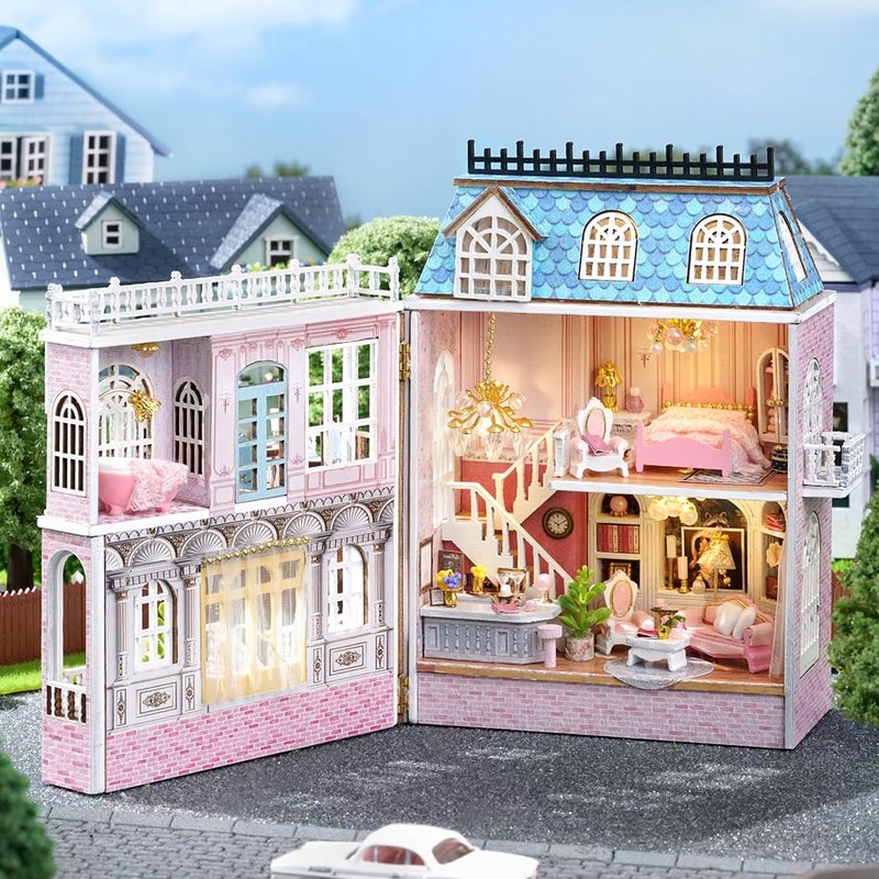 CUTEROOM Diy Miniature House Kit  Cuteroom Wooden Dollhouse Kit Tiny House Making Kit With Furnitures  Diy Dollhouse Kit Gift For Women And Girls (Romantic Castle) - Image 4