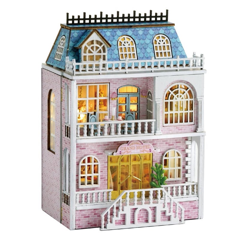 CUTEROOM Diy Miniature House Kit  Cuteroom Wooden Dollhouse Kit Tiny House Making Kit With Furnitures  Diy Dollhouse Kit Gift For Women And Girls (Romantic Castle) - Image 1