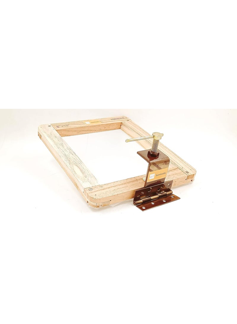 sumikrafts sumikrafts Screen Printing kit for Beginners 6 Assorted Pigment Dyes Single Hinge Table clampWooden Frame Small 8x10 pre Stretched mesh no 16Option 3  - Image 5