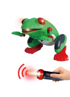 Fitto Laser Remote Control Frog Toy - Life Like with Jumping, Sound and Light, Green