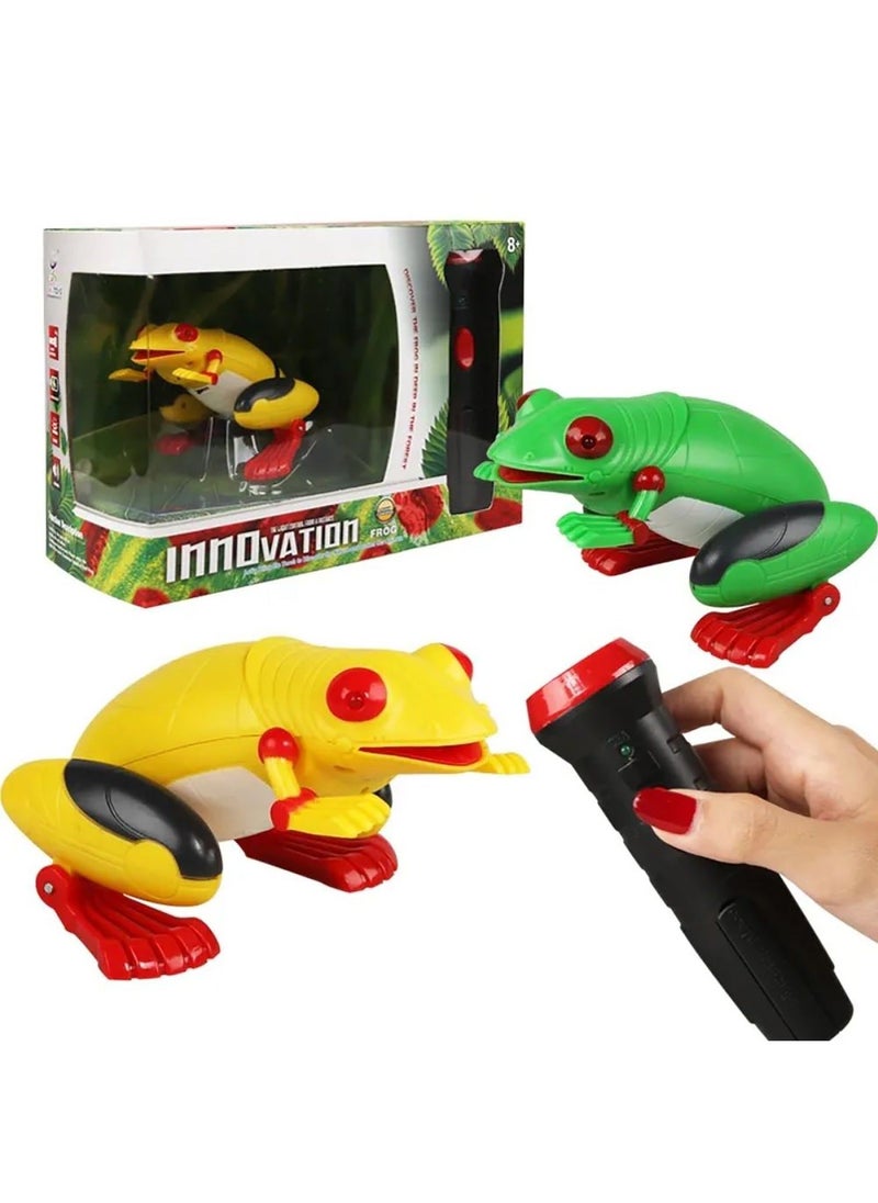 FITTO - Fitto Laser Remote Control Frog Toy - Life Like with Jumping, Sound and Light, Green - Image 1