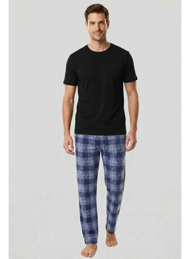 Aytuğ Egyptian Men's Cotton Plaid Bottom Pajama – Blue.
