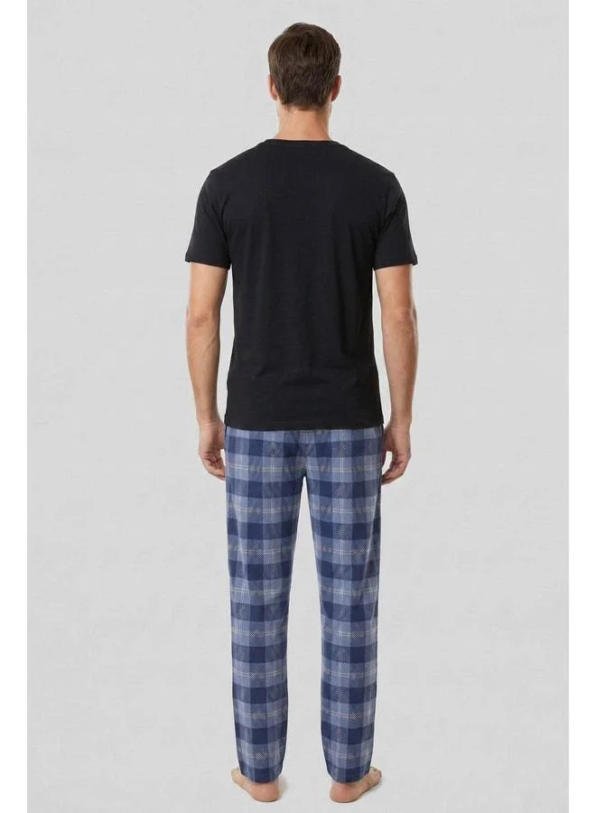 Aytuğ Egyptian Men's Cotton Plaid Bottom Pajama – Blue.