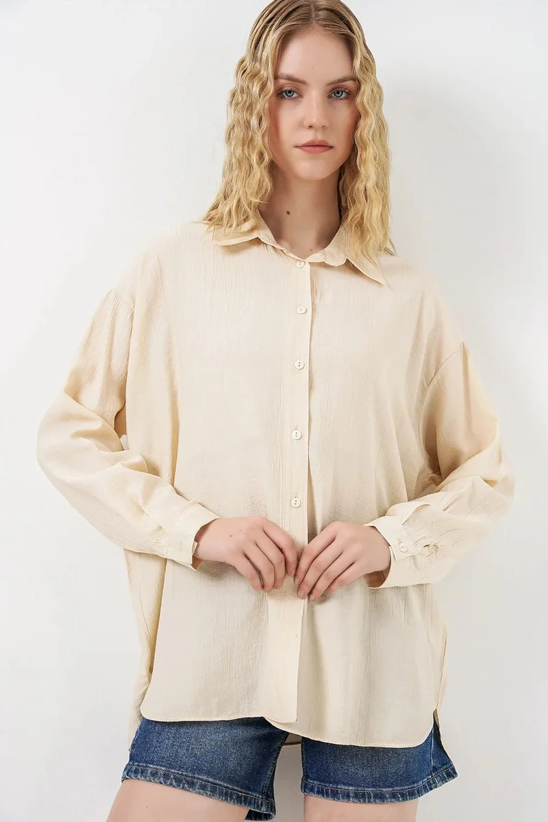بيغ دارت BDART Oversized Long-Sleeve Button-Up Shirt