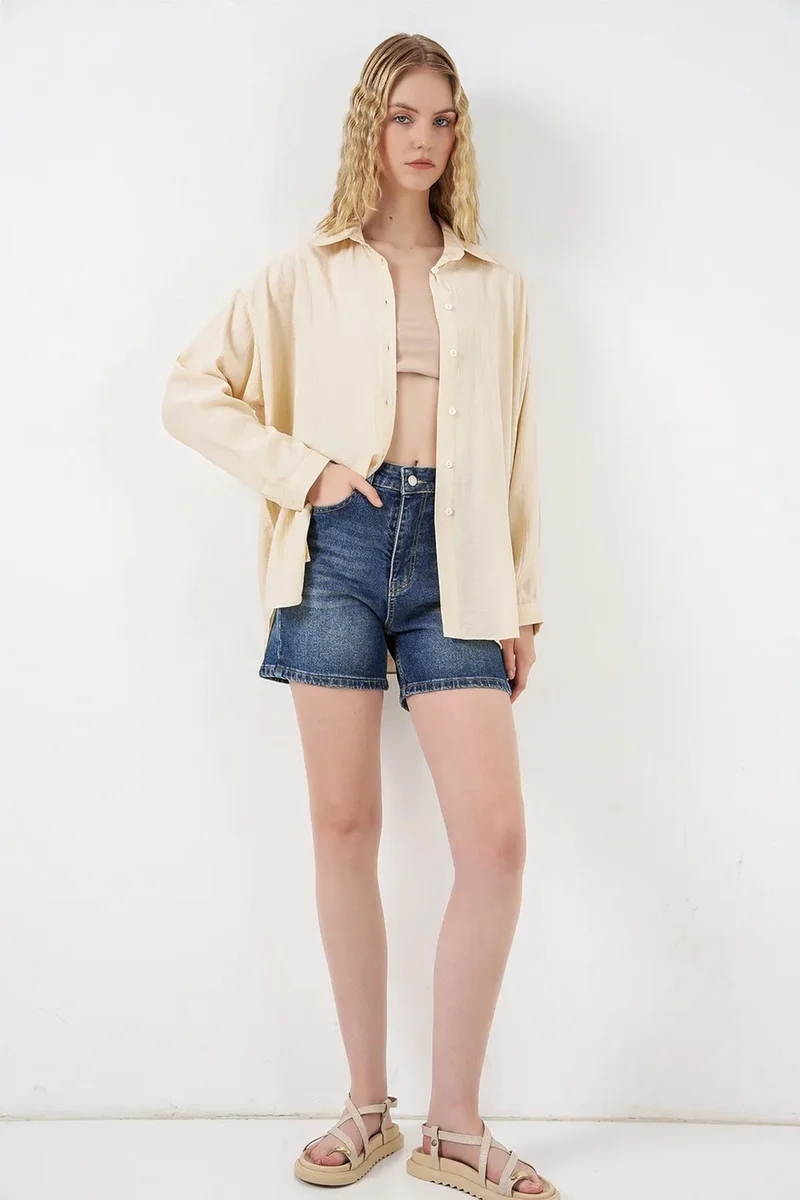 بيغ دارت BDART Oversized Long-Sleeve Button-Up Shirt