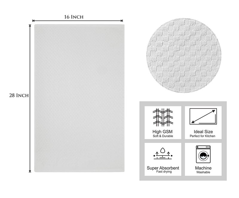 COTTON CRAFT Euro Café Set of 12 Waffle Weave Pure Cotton Super Absorbent Multipurpose Kitchen Towels, Dishcloths, Tea Towels White - Image 2