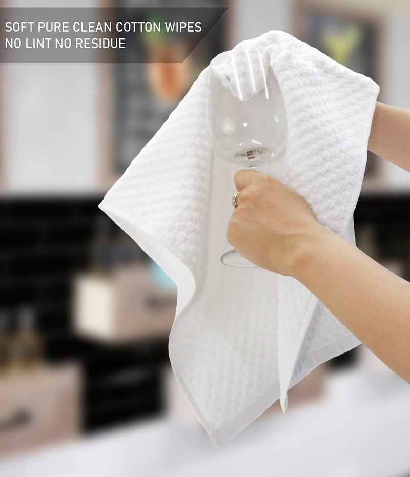 COTTON CRAFT Euro Café Set of 12 Waffle Weave Pure Cotton Super Absorbent Multipurpose Kitchen Towels, Dishcloths, Tea Towels White - Image 5