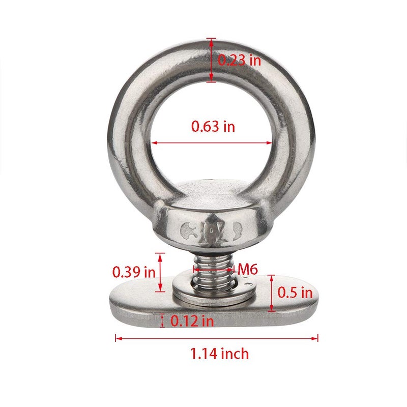 VTurboWay 4 Pack 316 SS Track Mount Tie Down Eyelet, Hold Bungee Cord or Ropes Up to 0.6" - Image 5
