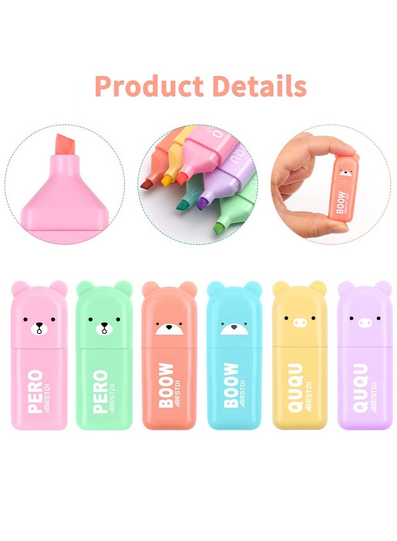 Excefore Novelty Cartoon Bear Highlighter Pens, Pastel Colors Highlighter Set, Mild Soft Chisel Tip Pastel Highlighters Marker Pens, for Adults Kids Students, Office School Supplies (18 Pcs) - Image 2