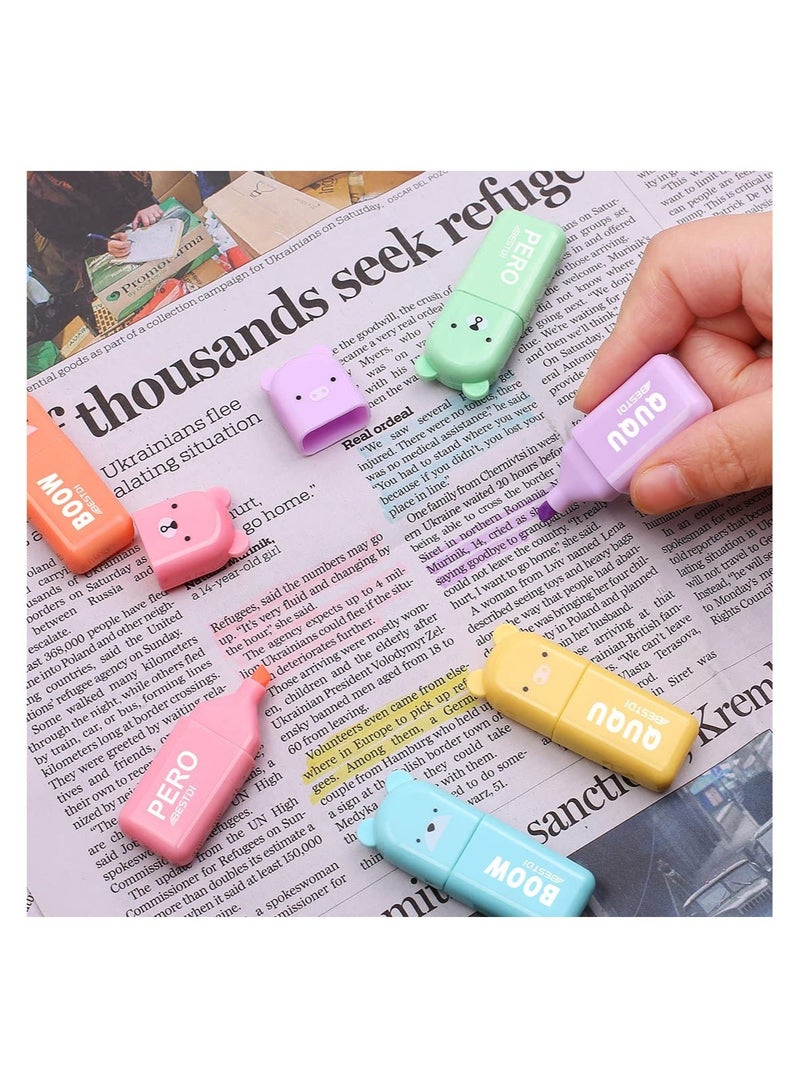 Excefore Novelty Cartoon Bear Highlighter Pens, Pastel Colors Highlighter Set, Mild Soft Chisel Tip Pastel Highlighters Marker Pens, for Adults Kids Students, Office School Supplies (18 Pcs) - Image 3