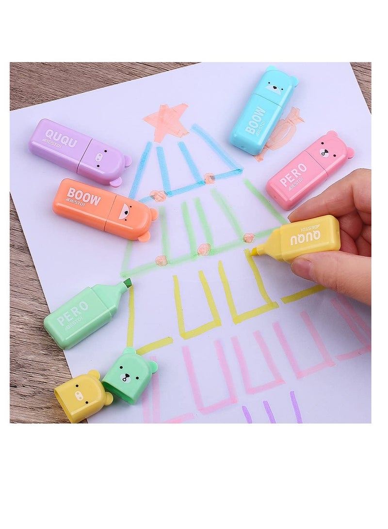 Excefore Novelty Cartoon Bear Highlighter Pens, Pastel Colors Highlighter Set, Mild Soft Chisel Tip Pastel Highlighters Marker Pens, for Adults Kids Students, Office School Supplies (18 Pcs) - Image 5