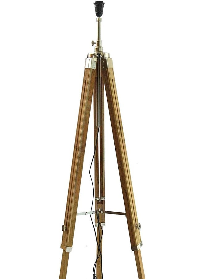 Light It Up Unique Handmade Adjustable Standing Natural Teak Wooden Big Tripod Floor Lamps Shades Stand Light (14 inches Off White Shade, Lamps Height 72 inches) Pack of 1 - Image 4