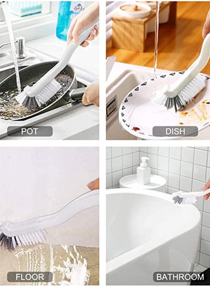 KASTWAVE - Cleaning Scrub Brush with Handle 2 Pcs Small Stiff Scrub Brush for Cleaning Sink Scrub Brush Bathroom Toilet Kitchen Edge Corner Floor Cleaner Brushes for Household Use Window Track Cleaning Brush - Image 1