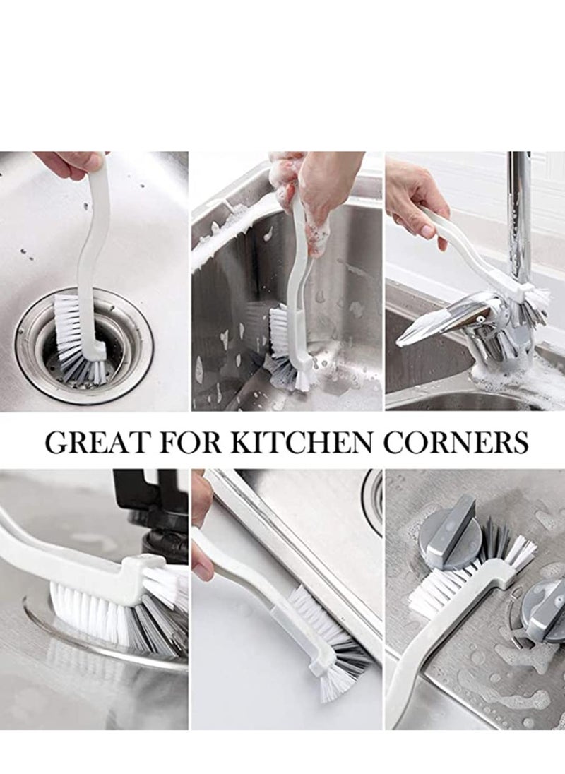 KASTWAVE - Cleaning Scrub Brush with Handle 2 Pcs Small Stiff Scrub Brush for Cleaning Sink Scrub Brush Bathroom Toilet Kitchen Edge Corner Floor Cleaner Brushes for Household Use Window Track Cleaning Brush - Image 1