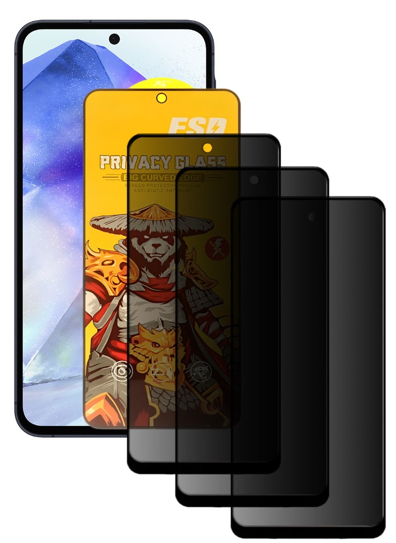 ESD 3 Pieces Tempered Dustproof Privacy Glass Screen Protector Compatible For Samsung Galaxy A55 5G - Image 1